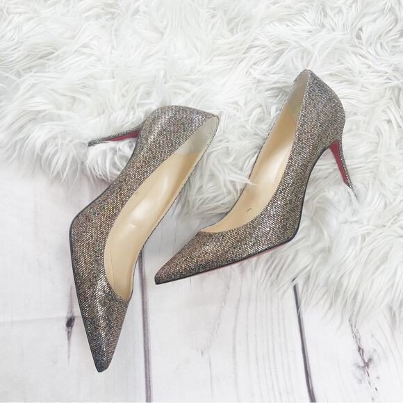 Christian Louboutin Women's Décolleté 554 85mm Glitter Gold‎ Regina Size 40.5 - Picture 3 of 8